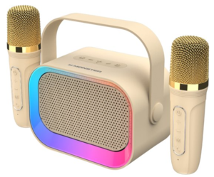 مكبّر صوت محمول بلوتوث Monster GK600 RGB مع ميكروفونين بلون كريمي