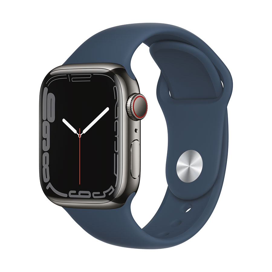 Apple Watch Series 7 GPS + Cellular, 41mm Stainless Steel Case with Sport Band - Regular APPLE