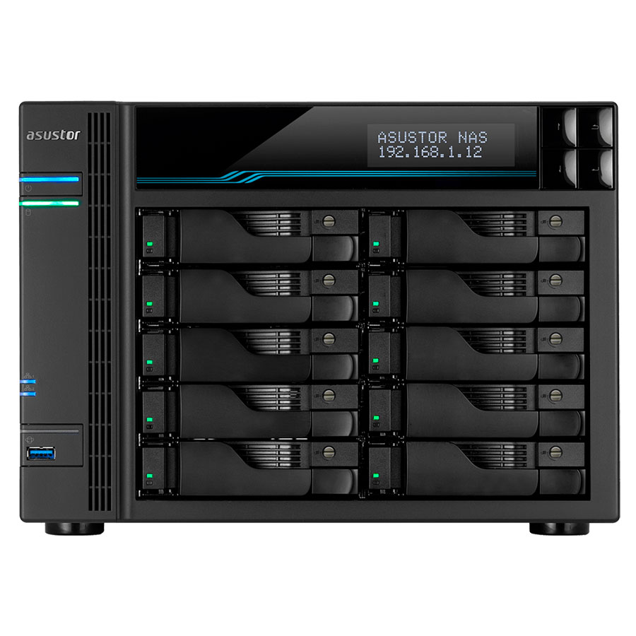 ASUSTOR 10Bay NAS, Intel 9th Xeon E-2224, 8GB DDR4 ECC SODIMM, 2.5GbE x3, 10GbE x1, M.2 Drive Slots x 2 ASUSTOR