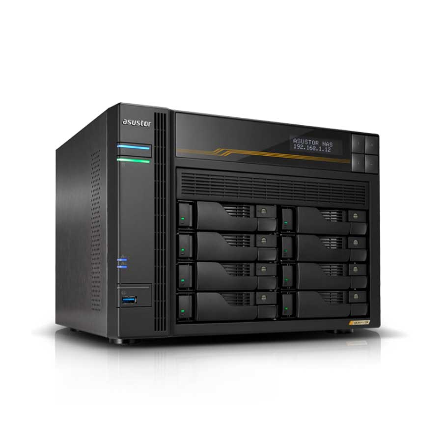 Asustor Lockerstor 8 Gen3 8 Bay NAS, Quad-Core 2.3GHz CPU, Dual USB 4 Ports, Dual 10GbE Ports, Dual ASUSTOR