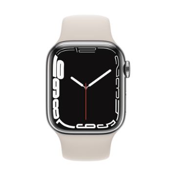 Apple Watch Series 7 GPS + Cellular, 45mm Stainless Steel Case with Sport Band - Regular